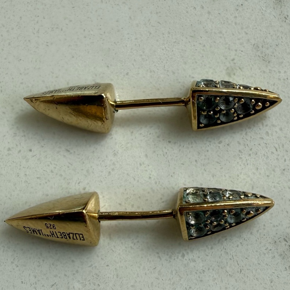 Elizabeth and James 925 Vogel Pave Crystal Pyramid Spike Screw-On Earrings